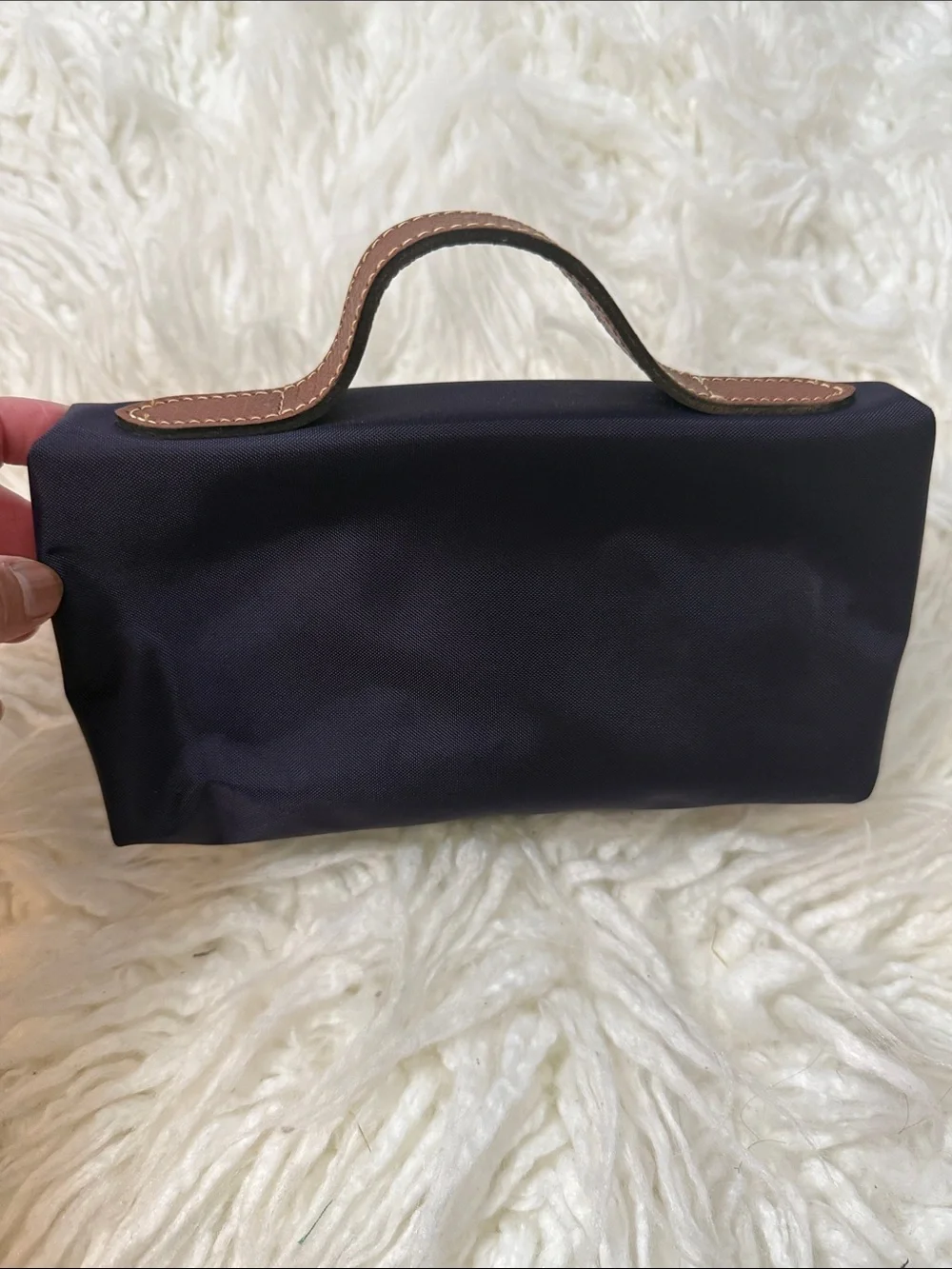Longchamp Dark Purple and Brown Small Cosmetic Pouch